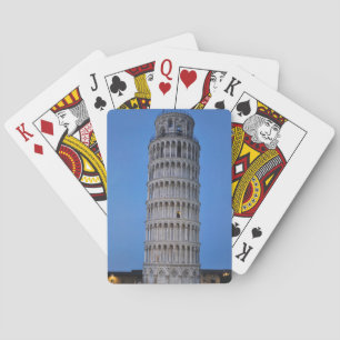 Schiefer Turm in der Dämmerung Spielkarten