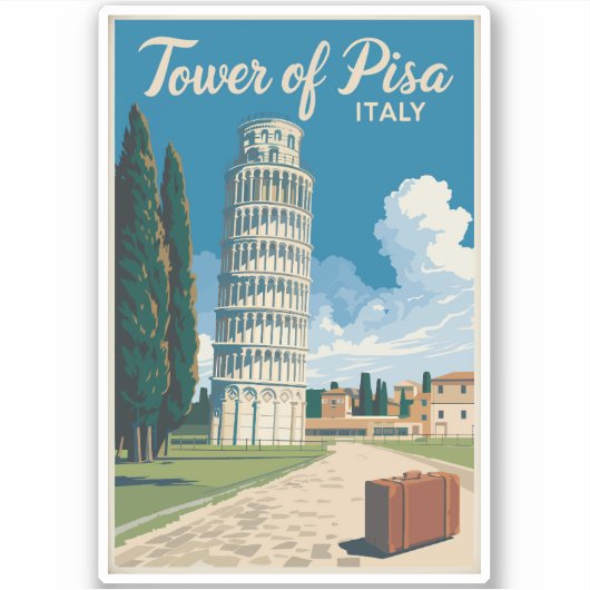 Schiefer Turm Pisa Italien Reisen Vintag Aufkleber (Vorderseite)