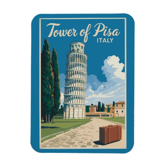 Schiefer Turm Pisa Italien Reisen Vintag Magnet (Vertikal)