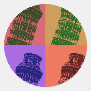 Schiefer Turm Pop Pisa Kunst, Dichtung und Musik Runder Aufkleber