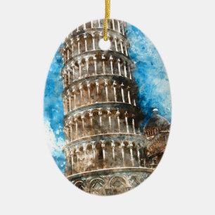 Schiefer Turm von Pisa in Italien Keramik Ornament