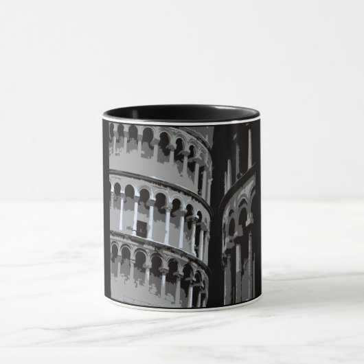 Schiefer Turm von Pisa in Italien Schwarz Weiß Tasse (Zentrum)