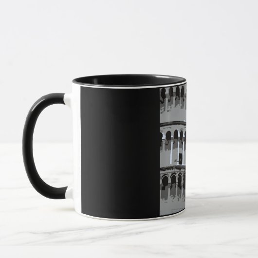 Schiefer Turm von Pisa in Italien Schwarz Weiß Tasse (Links)