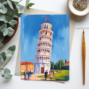 Schiefer Turm von Pisa Italien Malerei Postkarte