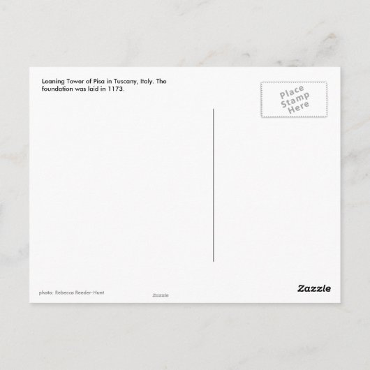 Schiefer Turm von Pisa Italien Postkarte (Rückseite)