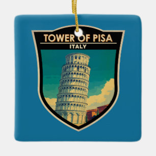 Schiefer Turm von Pisa Italien Reise Kunst Vintage Keramikornament