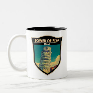 Schiefer Turm von Pisa Italien Reise Kunst Vintage Zweifarbige Tasse