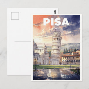 Schiefer Turm von Pisa Italien Vintage Reise Postkarte