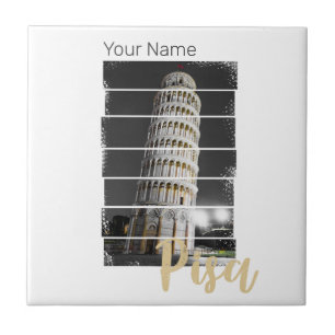 Schiefer Turm von Pisa Italien Vintage Retro Souve Fliese