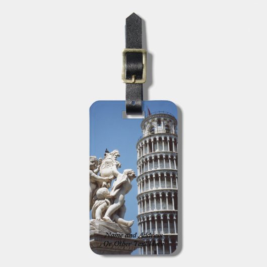 Schiefer Turm von Pisa mit Cherub Statue Gepäckanhänger (Vorderseite vertikal)