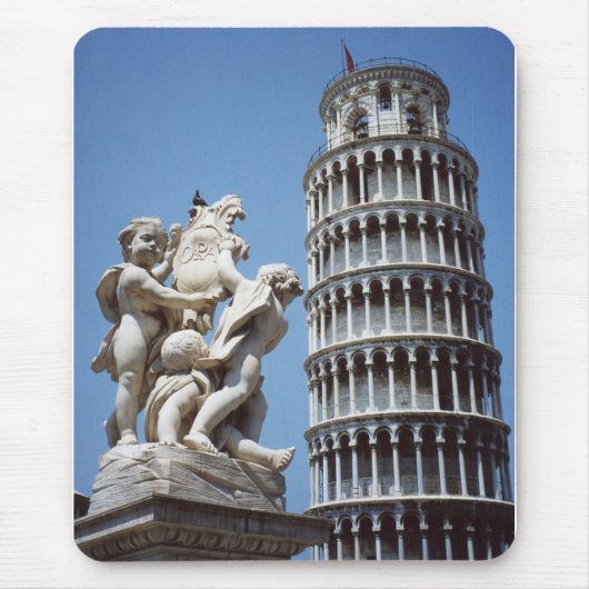 Schiefer Turm von Pisa mit Cherub Statue Mousepad (Vorne)