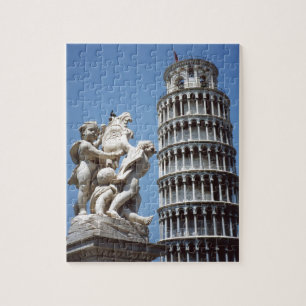 Schiefer Turm von Pisa mit Cherub Statue Puzzle
