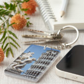 Schiefer Turm von Pisa mit Cherub Statue Schlüsselanhänger (Vorderseite rechts)