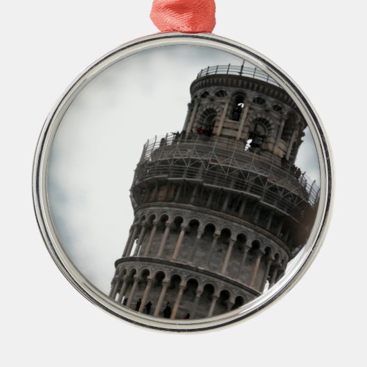 Schiefer Turm von Pisa Silbernes Ornament (Vorne)