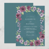 Schiefer-Violette Hochzeit Einladung (Vorne/Hinten)