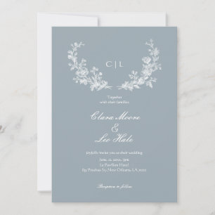 Schieferblau Französische Landhochzeit Einladung