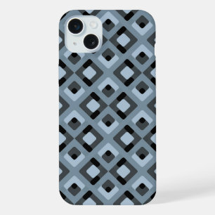 Schieferblau Grau Schwarz Mittelalterliche Quadrat iPhone 15 Plus Hülle
