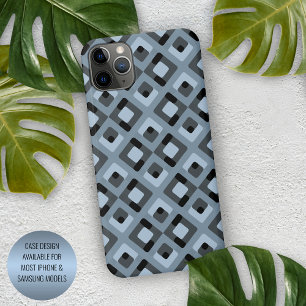 Schieferblau Grau Schwarz Mittsiebziger Quadrate M iPhone 15 Plus Hülle
