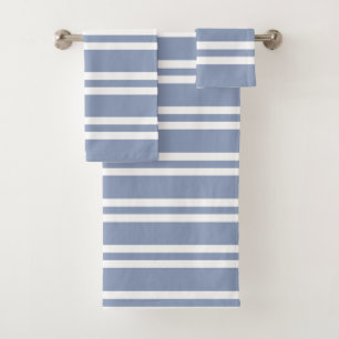 Schieferblau, grau und weiß Streifen Badhandtuch Set