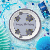 Schieferblau-graues Blumenpapier Geburtstags-Telle Pappteller (Party)