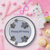 Schieferblau-graues Blumenpapier Geburtstags-Telle Pappteller (Party)