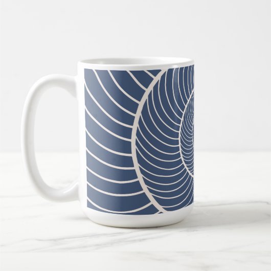 Schieferblau-Sahne-Schnecke Fibonacci Kaffee mu Kaffeetasse (Links)