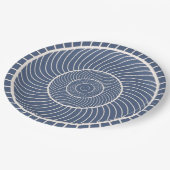 Schieferblau-Sahne-Schnecke Fibonacci Pappteller (Schrägansicht)