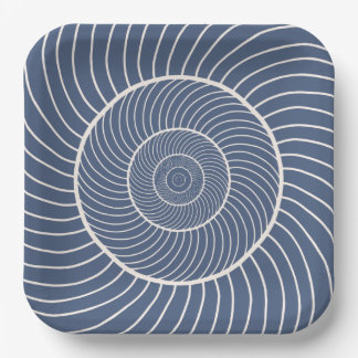 Schieferblau-Sahne-Spiralschnecke Fibonacci-Papier Pappteller
