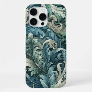 Schieferblau Teal Grün Grau Paisley-Kunstmuster iPhone 16 Pro Max Hülle