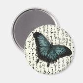 Schieferblau und schwarzer Schmetterling über asia Magnet (Vorderseite/Rückseite)