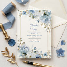 Schieferblaue Aquarell-Roségold-Rahmen-Hochzeit