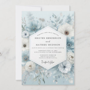 Schieferblaue Ätherische Anemonen-Hochzeit Einladung