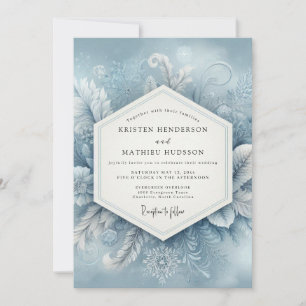 Schieferblaue ätherische Winterhochzeit Einladung