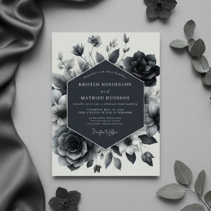 Schieferblaue Floral Enchantment Hochzeit Einladung