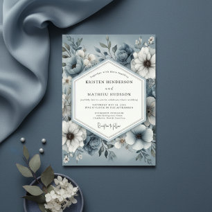 Schieferblaue Floral Enchantment Hochzeit Einladung