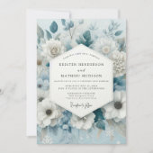 Schieferblaue Florale Hochzeit Einladung (Vorderseite)