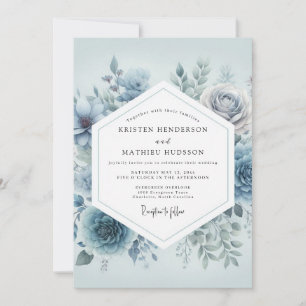 Schieferblaue Florale Traumhochzeit Einladung