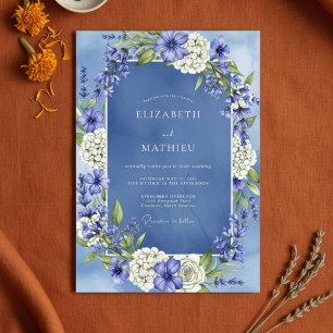 Schieferblaue Florale Verzauberung Hochzeit Einladung