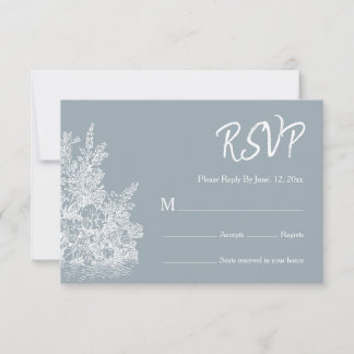 Schieferblaue französische Landhochzeit RSVP Karte