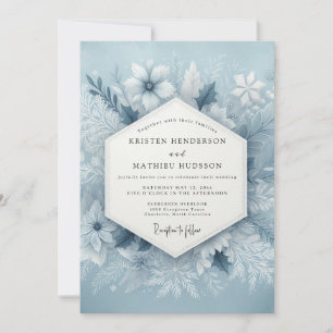Schieferblaue Frostige Hochzeit Einladung