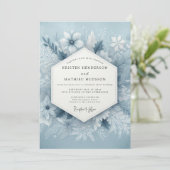 Schieferblaue Frostige Hochzeit Einladung (Stehend Vorderseite)