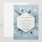 Schieferblaue Frostige Hochzeit Einladung (Vorne/Hinten)