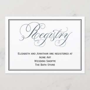 Schieferblaue Hochzeits-Registrierungskarte Einladung