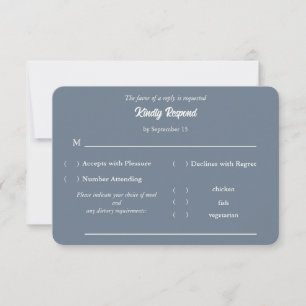 Schieferblaue Hochzeits-RSVP mit Essensoptionen RSVP Karte