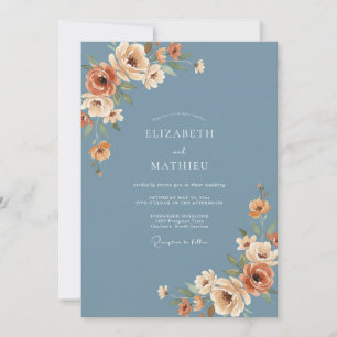 Schieferblaue künstlerische herbstliche Hochzeit Einladung