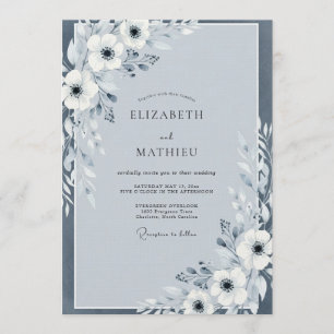 Schieferblaue malerische Anemone Hochzeit Einladung
