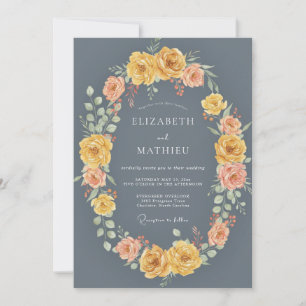 Schieferblaue malerische Bogenschwung-Hochzeit Einladung