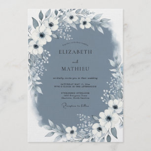 Schieferblaue malerische Hochzeit Einladung