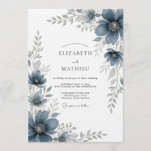 Schieferblaue malerische Hochzeit im romantischen  Einladung