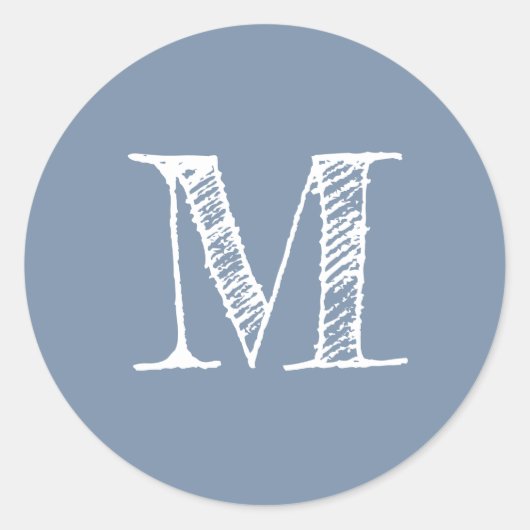Schieferblaue Monogramm-Initiale Runder Aufkleber (Vorderseite)